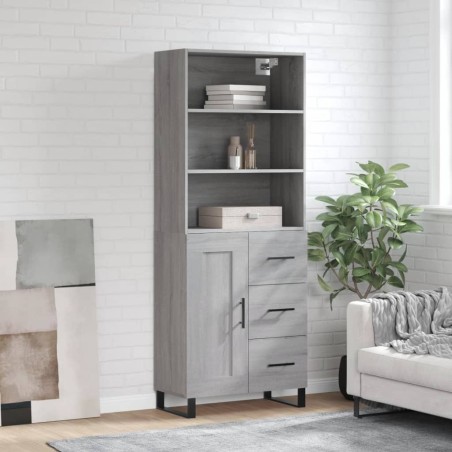 vidaXL Aparador alto madera contrachapada gris sonoma 69,5x34x180 cm