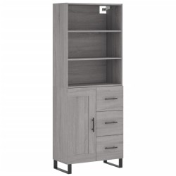 vidaXL Aparador alto madera contrachapada gris sonoma 69,5x34x180 cm