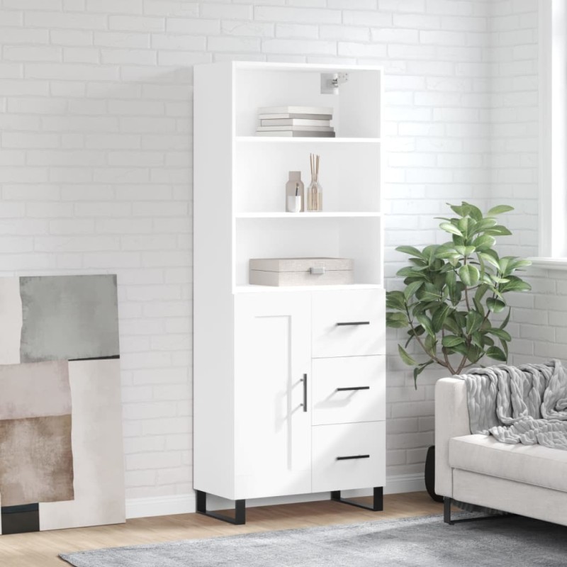 vidaXL Aparador alto madera contrachapada blanco 69,5x34x180 cm vidaXL Aparador alto madera contrachapada blanco 69,5x34x180 cm