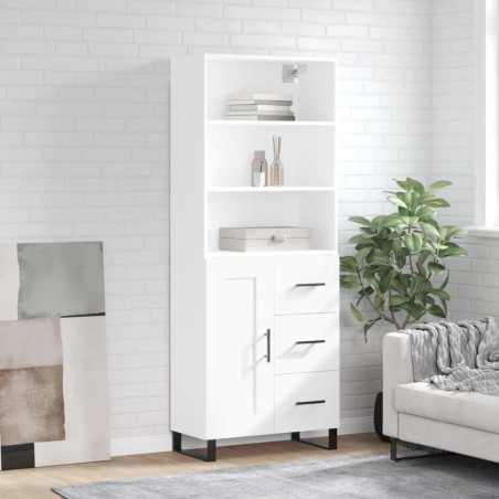 vidaXL Aparador alto madera contrachapada blanco 69,5x34x180 cm