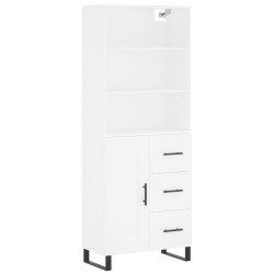 vidaXL Aparador alto madera contrachapada blanco 69,5x34x180 cm