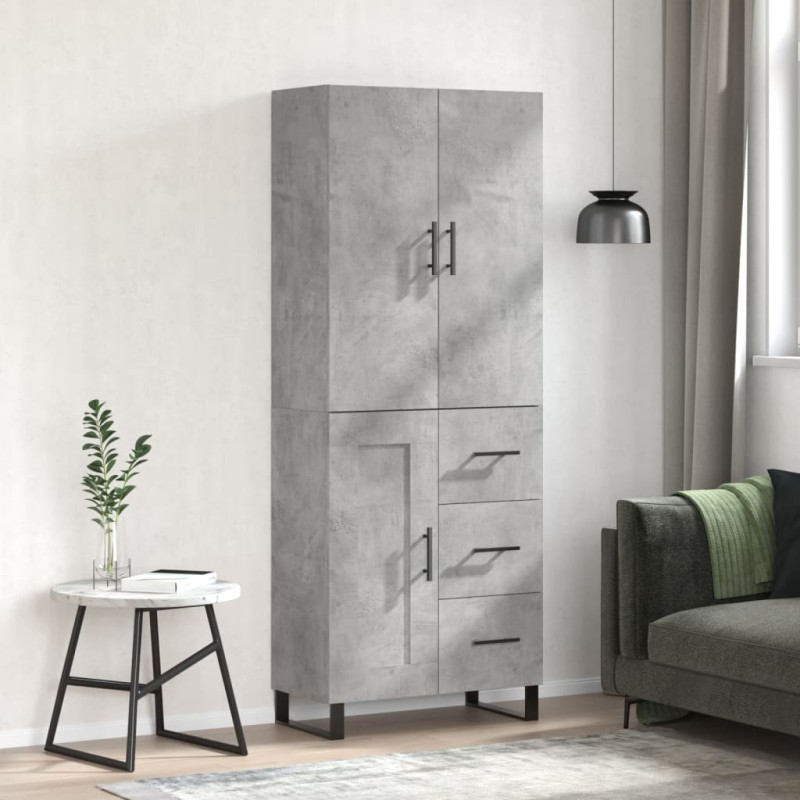vidaXL Aparador alto madera contrachapada gris hormigón 69,5x34x180 cm vidaXL Aparador alto madera contrachapada gris hormigón 69,5x34x180 cm
