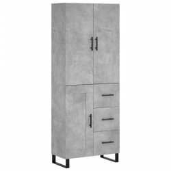 vidaXL Aparador alto madera contrachapada gris hormigón 69,5x34x180 cm