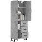 vidaXL Aparador alto madera contrachapada gris hormigón 69,5x34x180 cm vidaXL Aparador alto madera contrachapada gris hormigón 69,5x34x180 cm