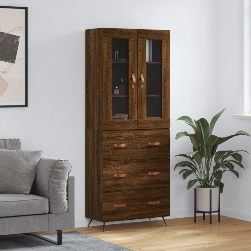 vidaXL Aparador alto madera contrachapada marrón roble 69,5x34x180 cm vidaXL Aparador alto madera contrachapada marrón roble 69,5x34x180 cm