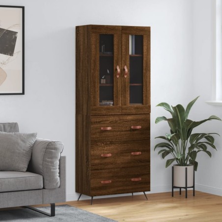 vidaXL Aparador alto madera contrachapada marrón roble 69,5x34x180 cm