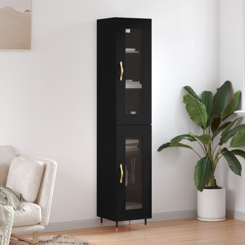 vidaXL Aparador de madera contrachapada negro 34,5x34x180 cm vidaXL Aparador de madera contrachapada negro 34,5x34x180 cm