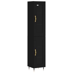 vidaXL Aparador de madera contrachapada negro 34,5x34x180 cm