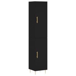 vidaXL Aparador de madera contrachapada negro 34,5x34x180 cm