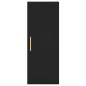 vidaXL Aparador de madera contrachapada negro 34,5x34x180 cm