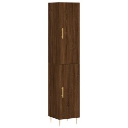 vidaXL Aparador alto madera contrachapada roble marrón 34,5x34x180 cm