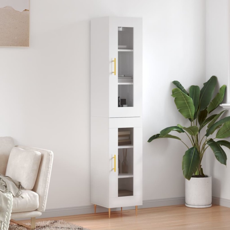 vidaXL Aparador alto madera contrachapada blanco brillo 34,5x34x180 cm vidaXL Aparador alto madera contrachapada blanco brillo 34,5x34x180 cm