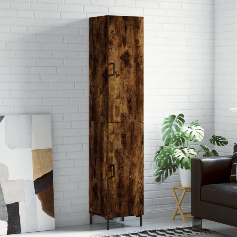 vidaXL Aparador de madera contrachapada roble ahumado 34,5x34x180 cm vidaXL Aparador de madera contrachapada roble ahumado 34,5x34x180 cm