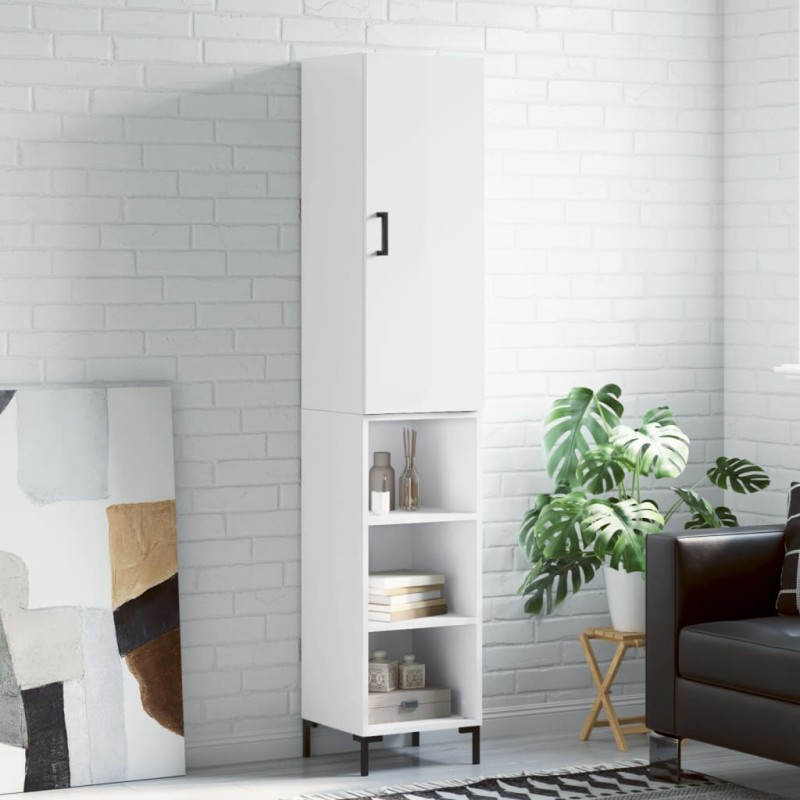 vidaXL Aparador alto madera contrachapada blanco brillo 34,5x34x180 cm vidaXL Aparador alto madera contrachapada blanco brillo 34,5x34x180 cm