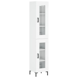 vidaXL Aparador alto madera contrachapada blanco brillo 34,5x34x180 cm