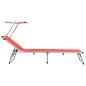 vidaXL Tumbona plegable con toldo aluminio y textilene roja vidaXL Tumbona plegable con toldo aluminio y textilene roja