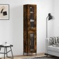 vidaXL Aparador de madera contrachapada roble ahumado 34,5x34x180 cm vidaXL Aparador de madera contrachapada roble ahumado 34,5x34x180 cm