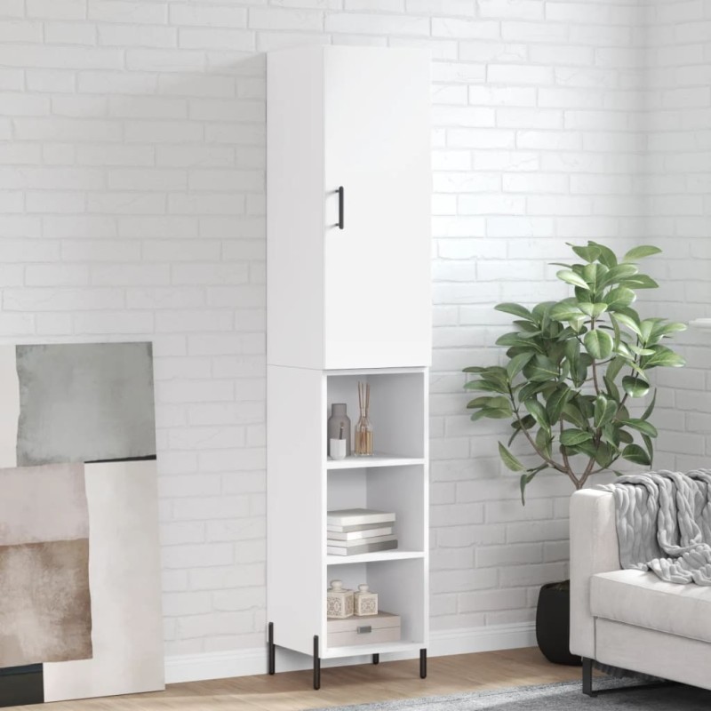 vidaXL Aparador alto madera contrachapada blanco 34,5x34x180 cm vidaXL Aparador alto madera contrachapada blanco 34,5x34x180 cm