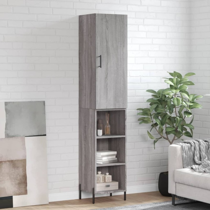 vidaXL Aparador alto madera contrachapada gris Sonoma 34,5x34x180 cm vidaXL Aparador alto madera contrachapada gris Sonoma 34,5x34x180 cm