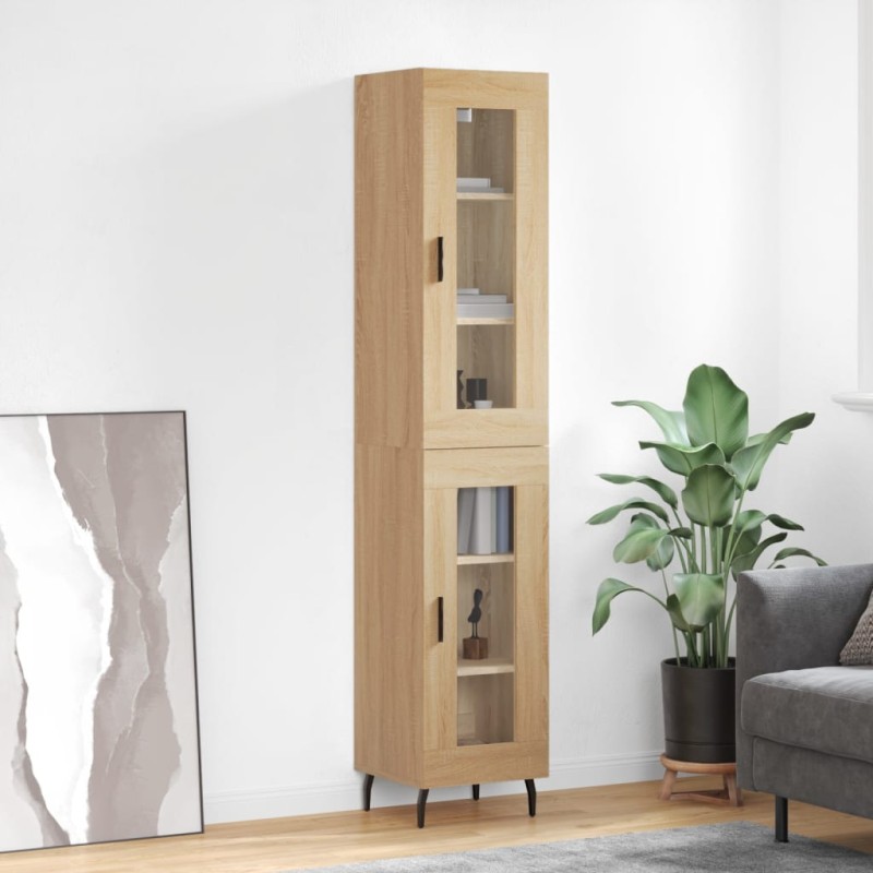 vidaXL Aparador de madera contrachapada roble Sonoma 34,5x34x180 cm