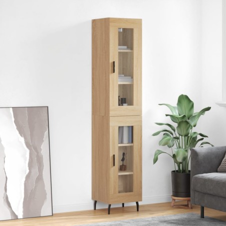 vidaXL Aparador de madera contrachapada roble Sonoma 34,5x34x180 cm