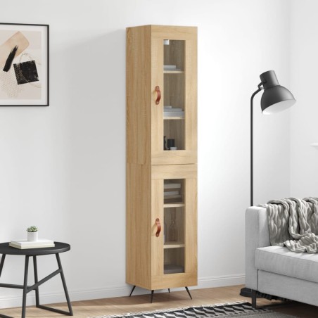 vidaXL Aparador de madera contrachapada roble Sonoma 34,5x34x180 cm