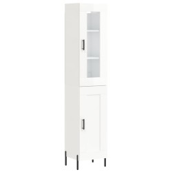 vidaXL Aparador alto madera contrachapada blanco brillo 34,5x34x180 cm