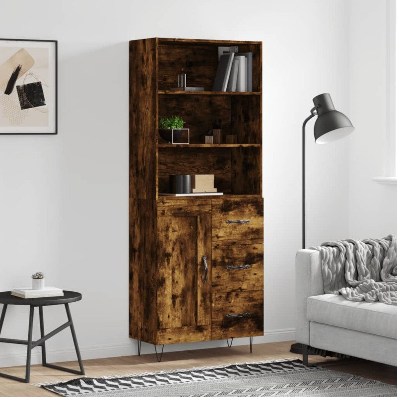 vidaXL Aparador alto madera contrachapada roble ahumado 69,5x34x180 cm vidaXL Aparador alto madera contrachapada roble ahumado 69,5x34x180 cm