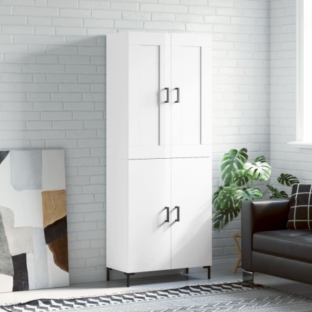 vidaXL Aparador alto madera contrachapada blanco brillo 69,5x34x180 cm