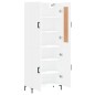 vidaXL Aparador alto madera contrachapada blanco brillo 69,5x34x180 cm