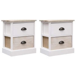 vidaXL Mesitas noche 2 uds madera Paulownia blanco natural 38x28x45cm