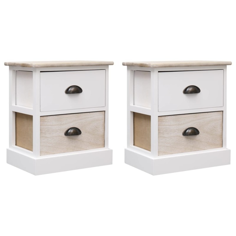vidaXL Mesitas noche 2 uds madera Paulownia blanco natural 38x28x45cm vidaXL Mesitas noche 2 uds madera Paulownia blanco natural 38x28x45cm
