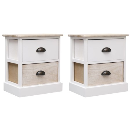 vidaXL Mesitas noche 2 uds madera Paulownia blanco natural 38x28x45cm