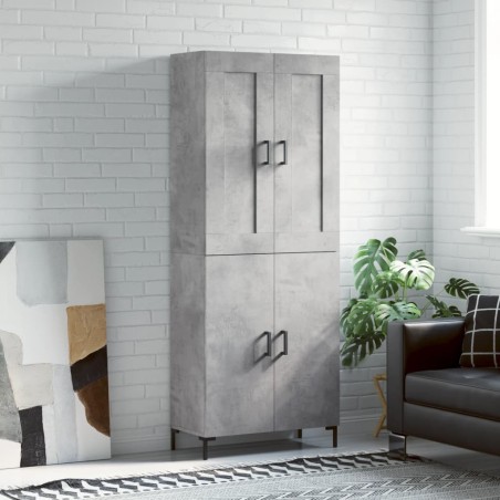 vidaXL Aparador alto madera contrachapada gris hormigón 69,5x34x180 cm