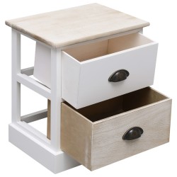 vidaXL Mesitas noche 2 uds madera Paulownia blanco natural 38x28x45cm