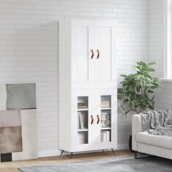 vidaXL Aparador alto madera contrachapada blanco brillo 69,5x34x180 cm