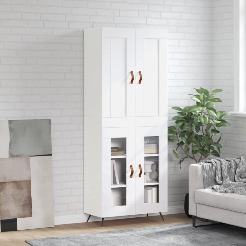 vidaXL Aparador alto madera contrachapada blanco brillo 69,5x34x180 cm vidaXL Aparador alto madera contrachapada blanco brillo 69,5x34x180 cm