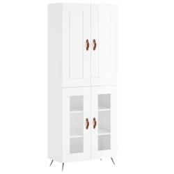 vidaXL Aparador alto madera contrachapada blanco brillo 69,5x34x180 cm
