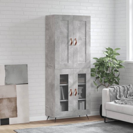 vidaXL Aparador alto madera contrachapada gris hormigón 69,5x34x180 cm