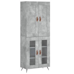 vidaXL Aparador alto madera contrachapada gris hormigón 69,5x34x180 cm