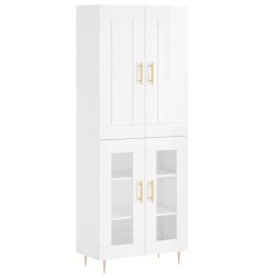 vidaXL Aparador alto madera contrachapada blanco brillo 69,5x34x180 cm