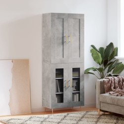 vidaXL Aparador alto madera contrachapada gris hormigón 69,5x34x180 cm