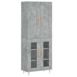vidaXL Aparador alto madera contrachapada gris hormigón 69,5x34x180 cm