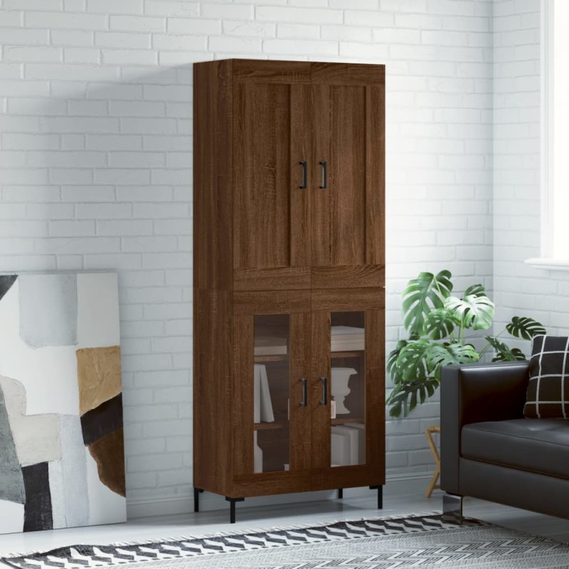vidaXL Aparador alto madera contrachapada marrón roble 69,5x34x180 cm vidaXL Aparador alto madera contrachapada marrón roble 69,5x34x180 cm