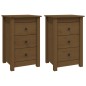 vidaXL Mesitas de noche 2 uds madera de pino marrón miel 40x35x61,5 cm vidaXL Mesitas de noche 2 uds madera de pino marrón miel 40x35x61,5 cm