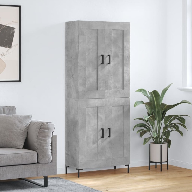 vidaXL Aparador alto madera contrachapada gris hormigón 69,5x34x180 cm vidaXL Aparador alto madera contrachapada gris hormigón 69,5x34x180 cm
