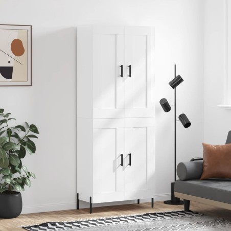 vidaXL Aparador alto madera contrachapada blanco brillo 69,5x34x180 cm