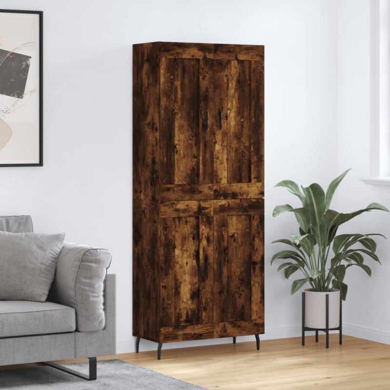 vidaXL Aparador alto madera contrachapada roble ahumado 69,5x34x180 cm