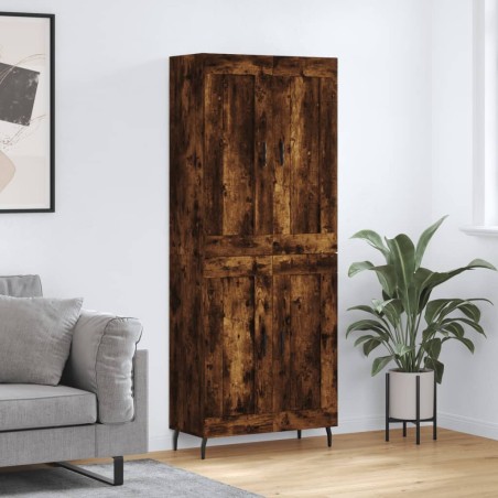 vidaXL Aparador alto madera contrachapada roble ahumado 69,5x34x180 cm