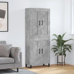 vidaXL Aparador alto madera contrachapada gris hormigón 69,5x34x180 cm